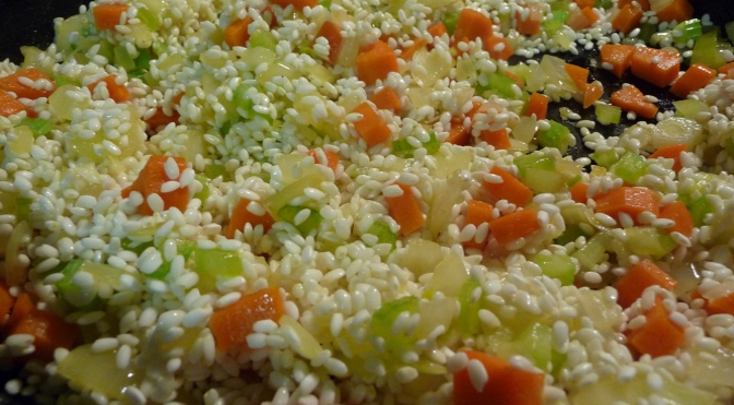 Minestra con riso e salame