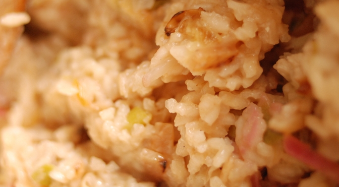 Risotto al bacon e cipollotti