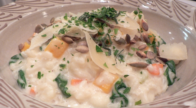 Risotto cremoso zucca e spinaci