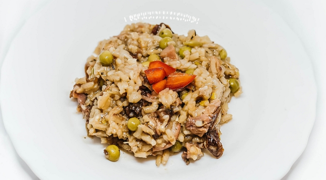 Risotto con pollo e radicchio
