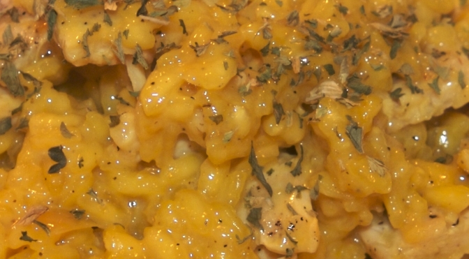Risotto con pollo e zucca