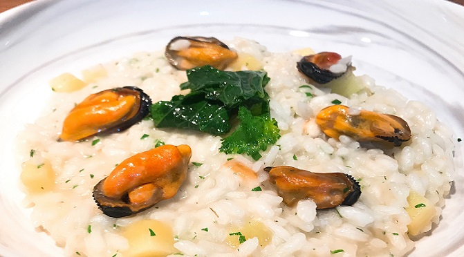 Risotto pugliese patate, cozze e provola