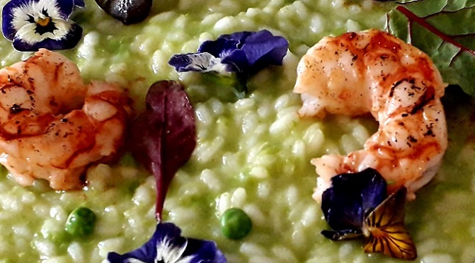 Risotto gamberetti e piselli