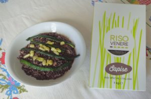 Impiattamento riso Venere Sapise con zucchine