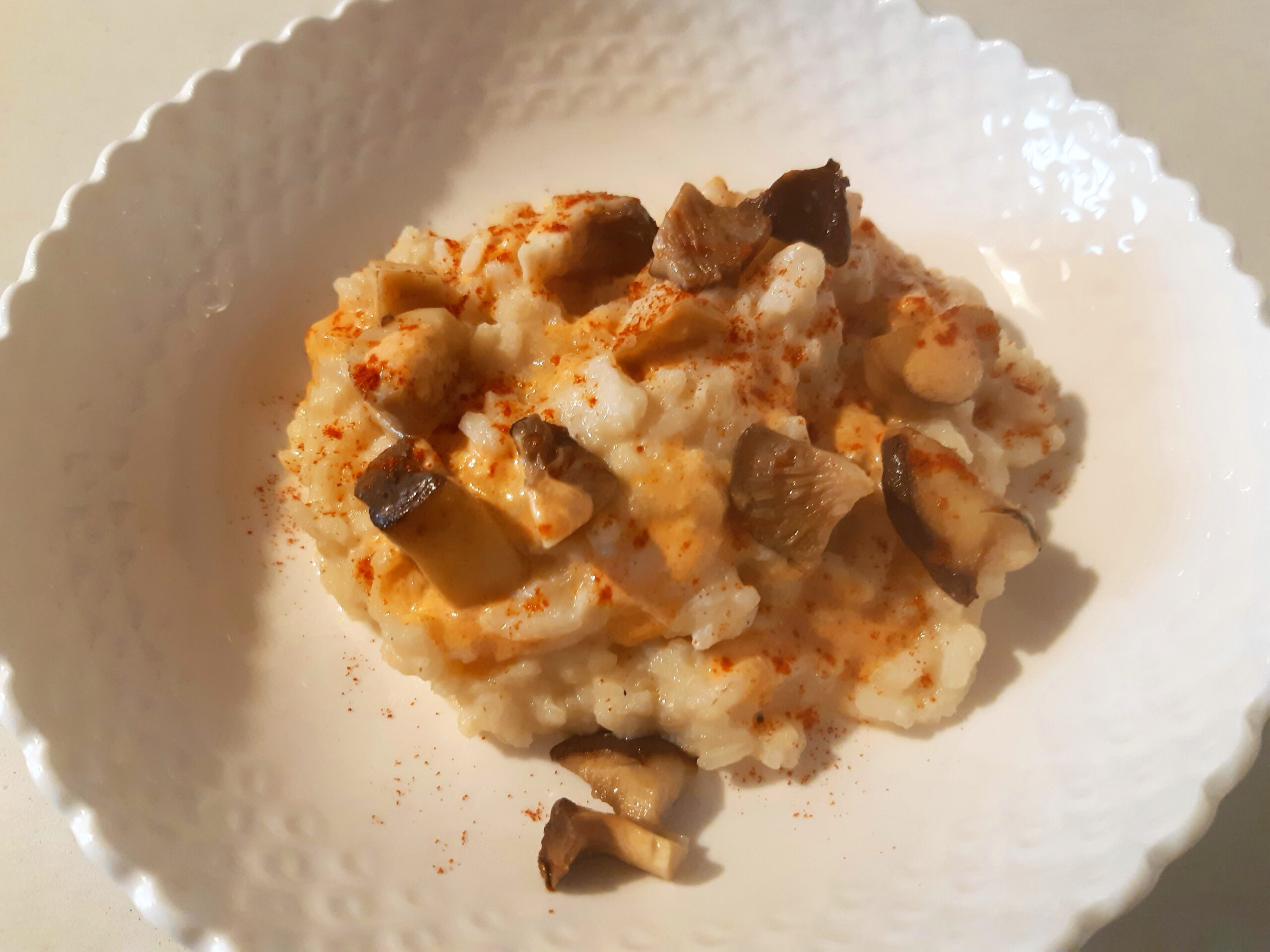 risotto con crema di baccalà e cardoncelli