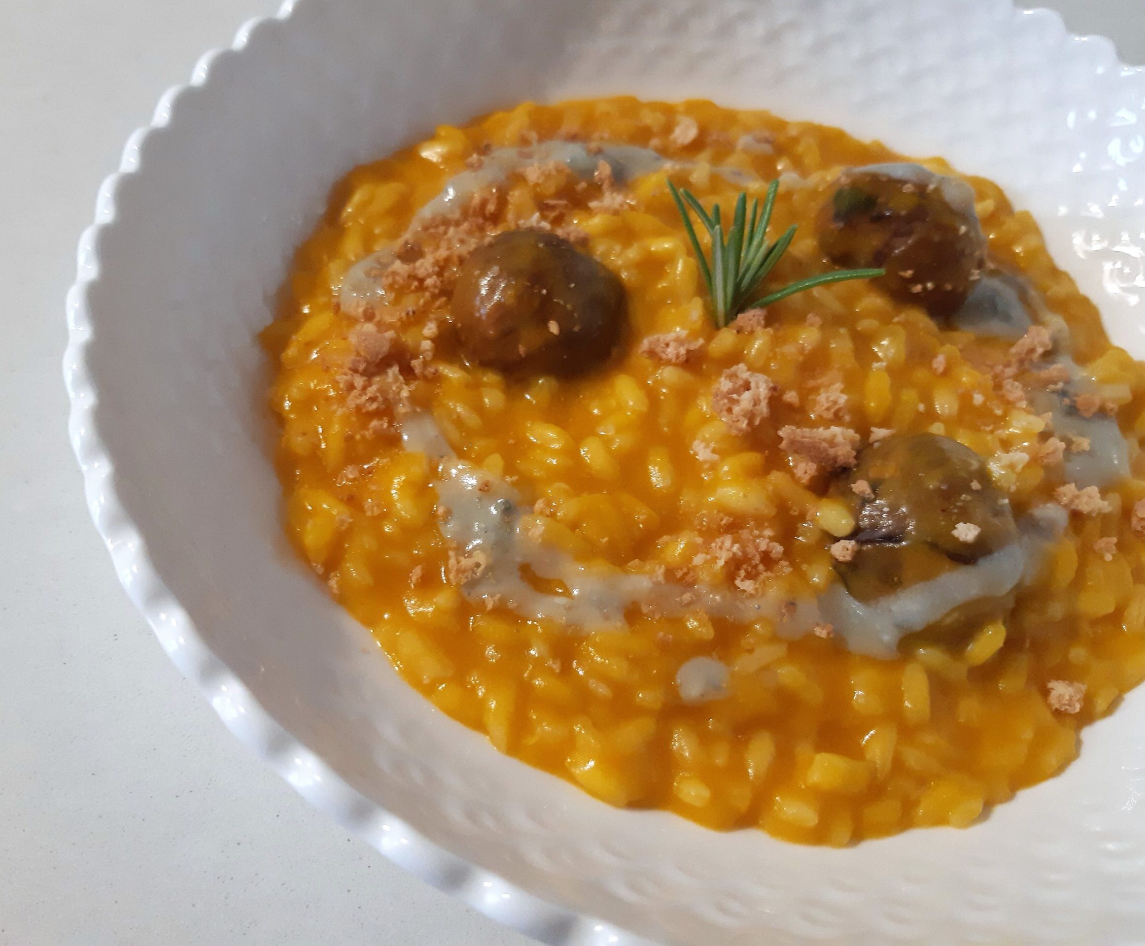 risotto zucca castagne e formaggio erborinato