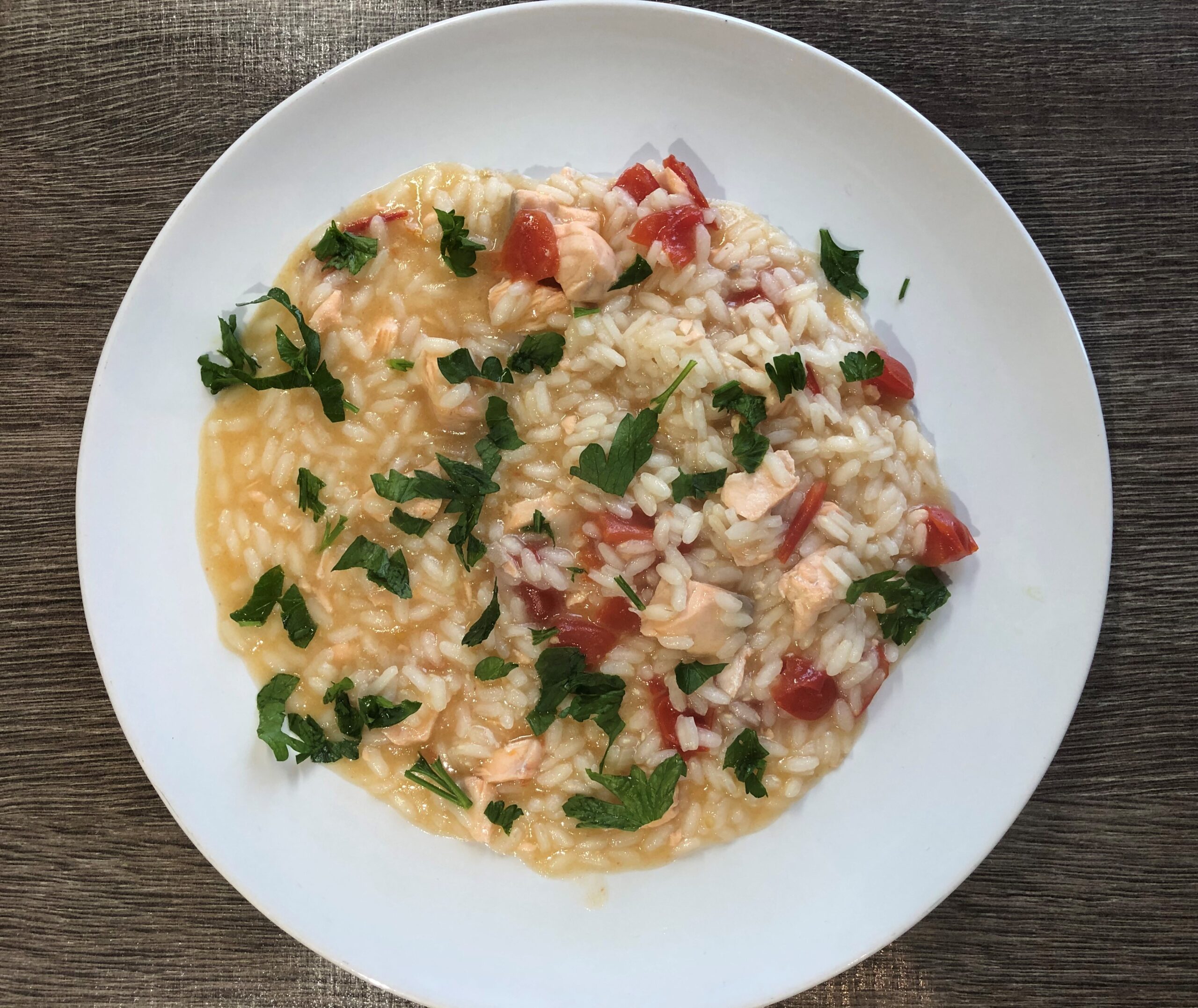 risotto salmone e pomodori