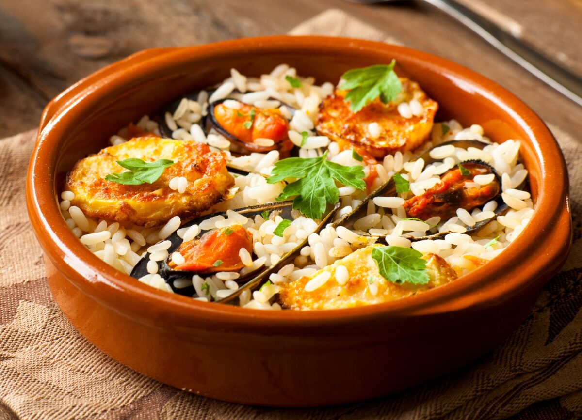 riso cozze e patate al forno