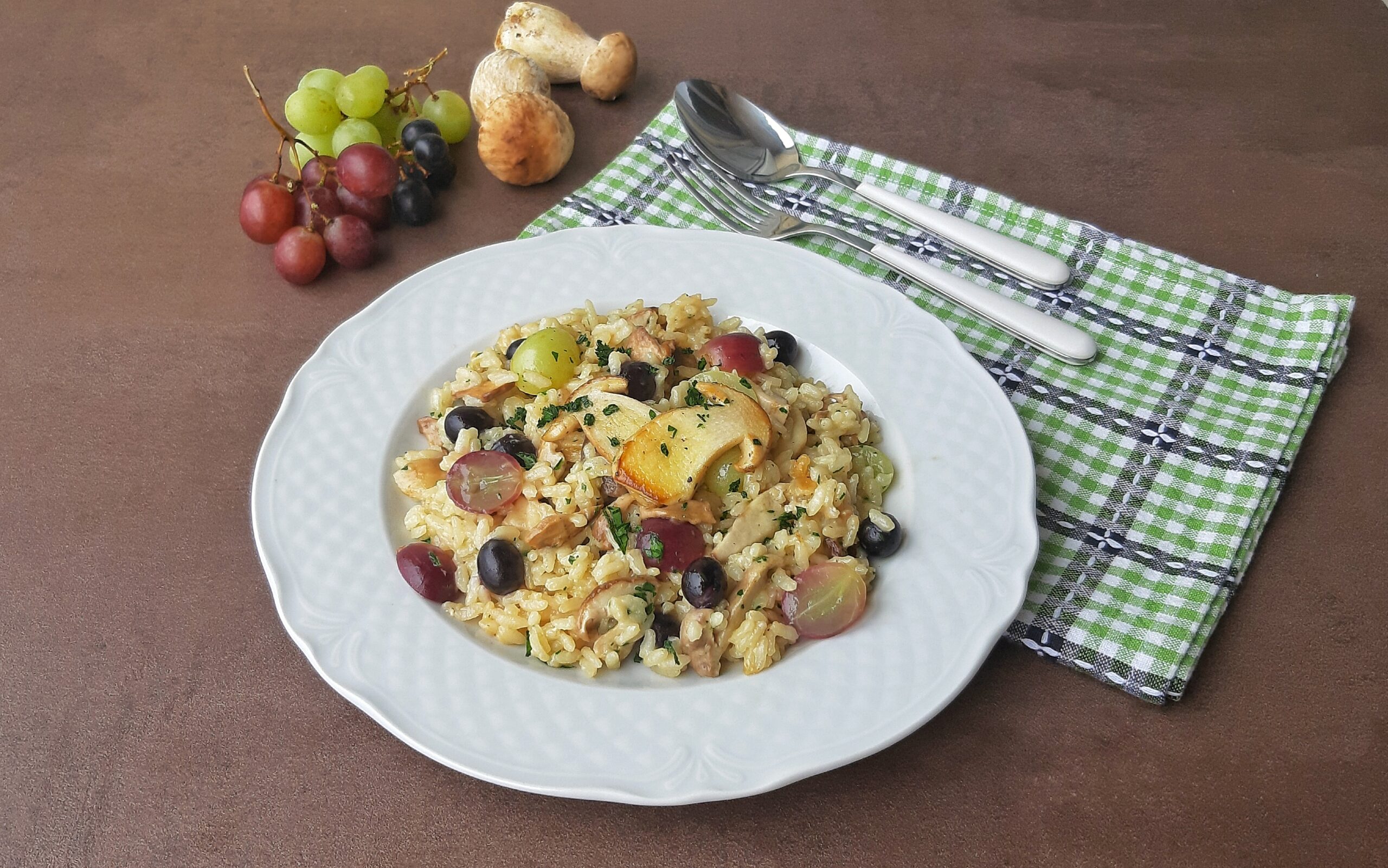 risotto con porcini ed uva