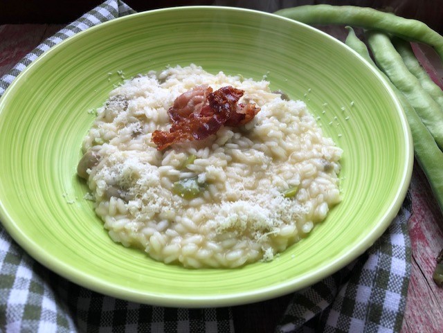 risotto con fave e pancetta